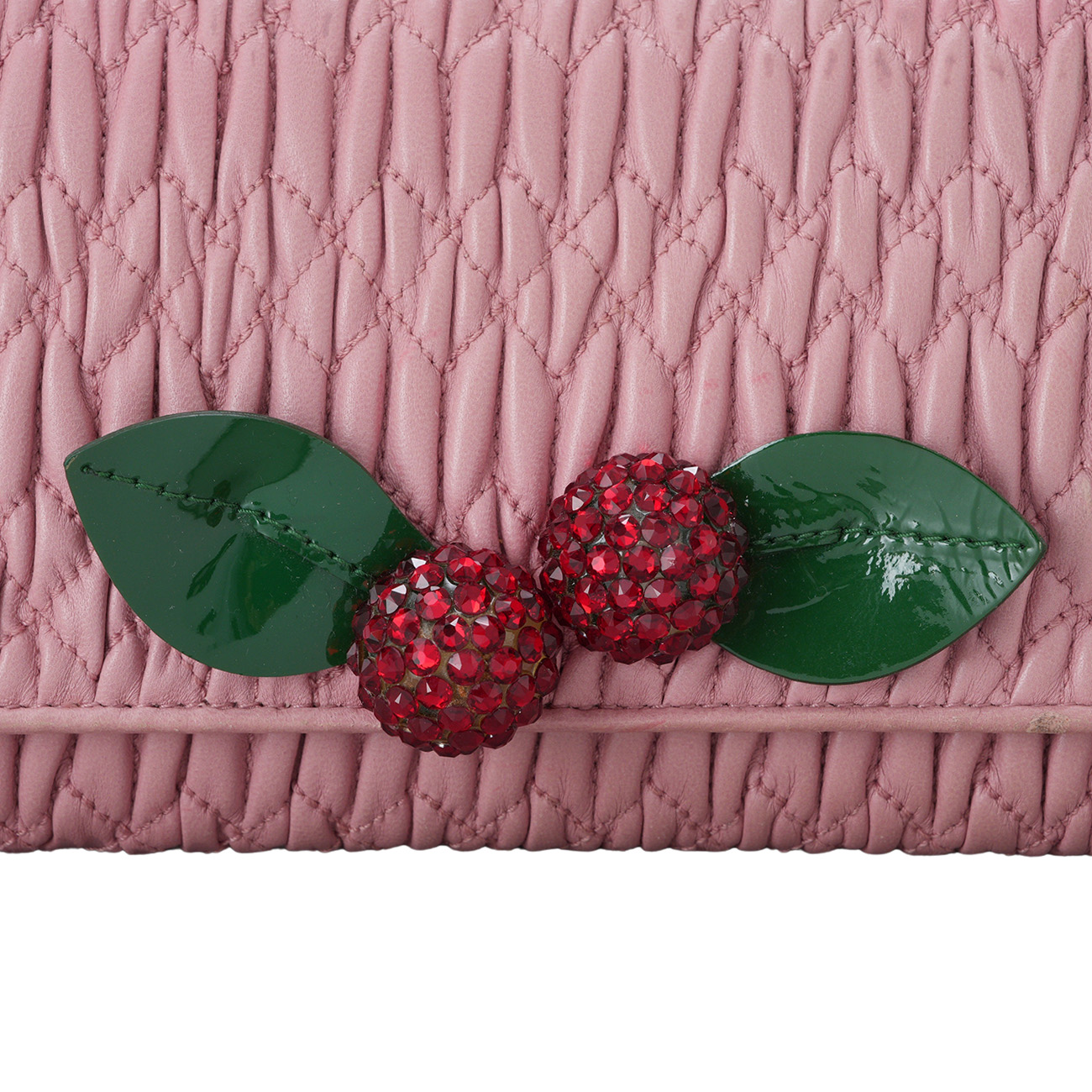 MIU MIU(USED)미우미우 나파 크리스탈 장식 체인 장지갑